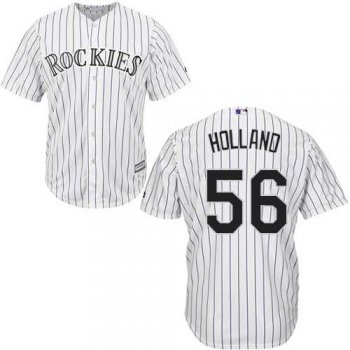 Youth Colorado Rockies #56 Greg Holland White Cool Base Stitched MLB Jersey