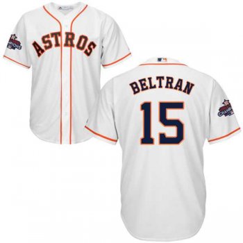 Youth Houston Astros #15 Carlos Beltran White Cool Base 2017 World Series Champions Stitched MLB Jersey