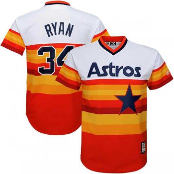 Youth Houston Astros #34 Nolan Ryan Majestic Orange Fashion Cooperstown Collection Cool Base Jersey