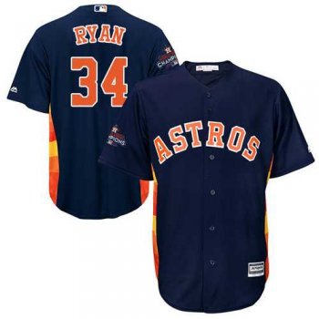 Youth Houston Astros #34 Nolan Ryan Navy Blue Cool Base 2017 World Series Champions Stitched MLB Jersey