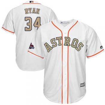 Youth Houston Astros #34 Nolan Ryan White 2018 Gold Program Cool Base Stitched Baseball Jersey