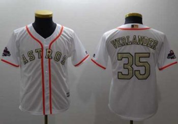 Youth Houston Astros #35 Justin Verlander White 2018 Gold Program Cool Base Stitched MLB Jersey