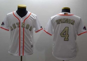 Youth Houston Astros #4 George Springer White 2018 Gold Program Cool Base Stitched MLB Jersey