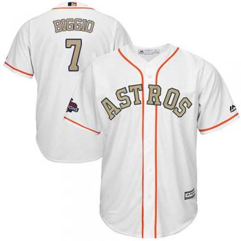 Youth Houston Astros #7 Craig Biggio White 2018 Gold Program Cool Base Stitched Baseball Jersey