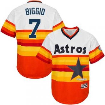 Youth Houston Astros #7 Craig Biggio White Orange Cooperstown Stitched MLB Jersey