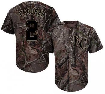 Youth Kansas City Royals #2 Alcides Escobar Camo Realtree Collection Cool Base Stitched MLB