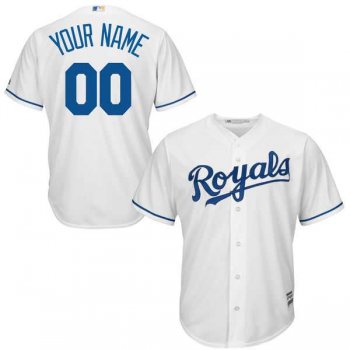 Youth Kansas City Royals Majestic White Home Custom Cool Base Jersey