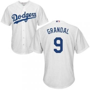 Youth Los Angeles Dodgers #9 Yasmani Grandal White Cool Base Stitched MLB Jersey