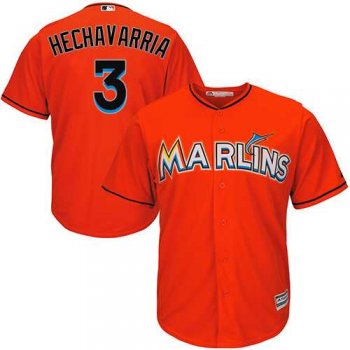 Youth Miami Marlins #3 Adeiny Hechavarria Orange Cool Base Stitched MLB Jersey