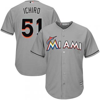 Youth Miami Marlins #51 Ichiro Suzuki Grey Cool Base Stitched MLB Jersey