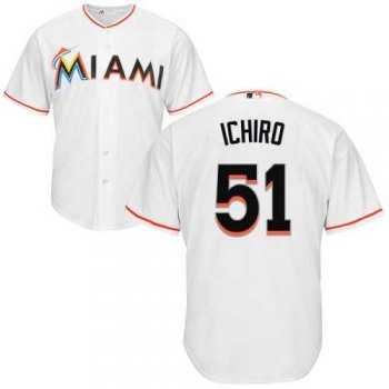 Youth Miami Marlins #51 Ichiro Suzuki White Cool Base Stitched MLB Jersey