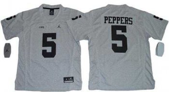 Youth Michigan Wolverines #5 Jabrill Peppers Gridiron Gray II Jordan Brand Stitched NCAA Jersey