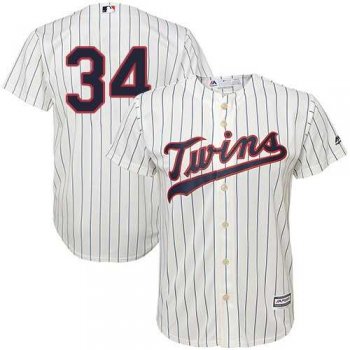 Youth Minnesota Twins #34 Kirby Puckett Cream Strip Cool Base Stitched MLB Jersey