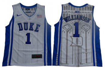 Youth Blue Devils #1 Zion Williamson White/Blue Basketball Elite Stitched Youth NCAA Jersey