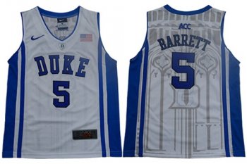 Youth Blue Devils #5 R.J. Barrett White/Blue Basketball Elite Stitched Youth NCAA Jersey