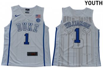 Youth Blue Devils #1 Zion Williamson White Basketball Elite Stitched Youth NCAA Jersey