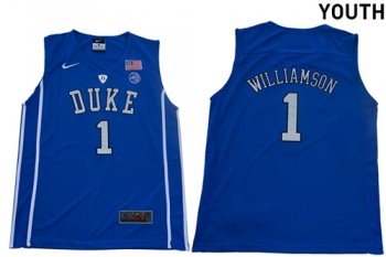 Youth Blue Devils #1 Zion Williamson Blue Basketball Elite Stitched Youth NCAA Jersey