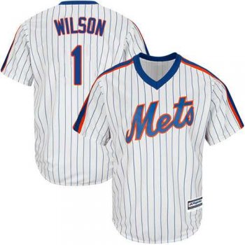 Youth New York Mets #1 Mookie Wilson White(Blue Strip) Alternate Cool Base Stitched MLB Jersey