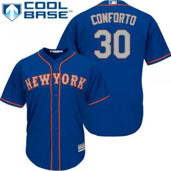 Youth New York Mets #30 Michael Conforto Blue(Grey NO.) Cool Base Stitched MLB Jersey