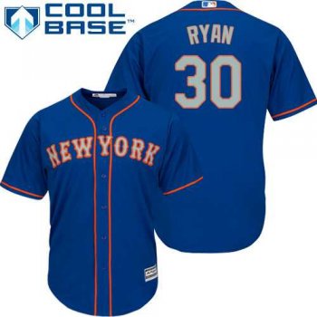 Youth New York Mets #30 Nolan Ryan Blue(Grey NO.) Cool Base Stitched MLB Jersey