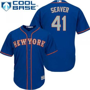 Youth New York Mets #41 Tom Seaver Blue(Grey NO.) Cool Base Stitched MLB Jersey