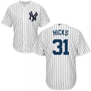 Youth New York Yankees #31 Aaron Hicks White Cool Base Stitched MLB Jersey