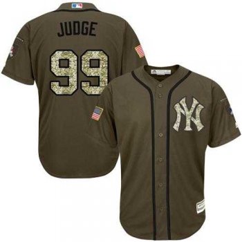 Youth New York Yankees #99 Aaron Judge Green Salute to Service Stitched MLB Jersey