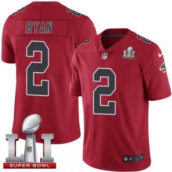 Youth Nike Atlanta Falcons #2 Matt Ryan Red Super Bowl LI 51 Stitched NFL Limited Rush Jersey