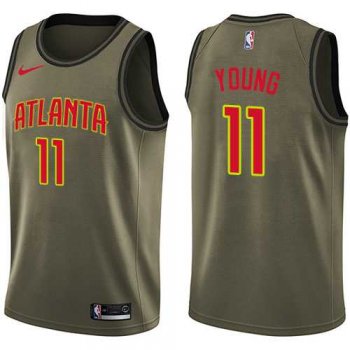 Youth Nike Atlanta Hawks #11 Trae Young Green NBA Swingman Salute to Service Jersey