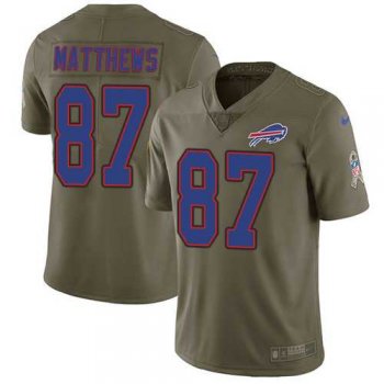 Youth Nike Buffalo Bills #87 Jordan Matthews Olive Stitched NFL Limited 2017 Salute to Service Jersey