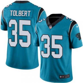 Youth Nike Carolina Panthers #35 Mike Tolbert Blue Stitched NFL Limited Rush Jersey