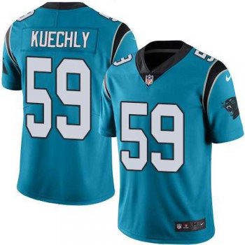 Youth Nike Carolina Panthers #59 Luke Kuechly Blue Stitched NFL Limited Rush Jersey