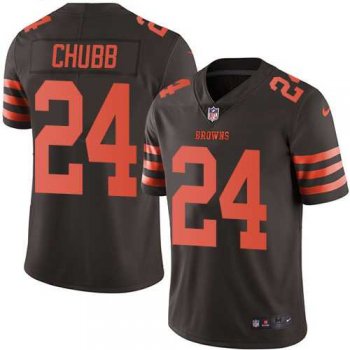 Youth Nike Cleveland Browns #24 Nick Chubb Brown Stitched NFL Limited Rush Jersey