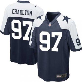 Youth Nike Dallas Cowboys #97 Taco Charlton Navy Blue Thanksgiving Stitched NFL Throwback Elite Jersey