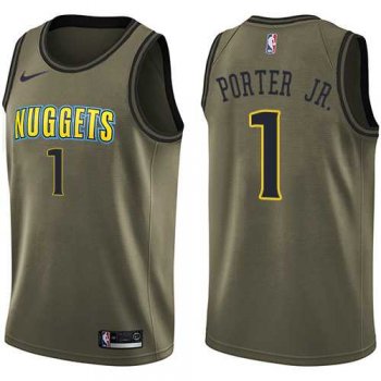 Youth Nike Denver Nuggets #1 Michael Porter Jr. Green NBA Swingman Salute to Service Jersey