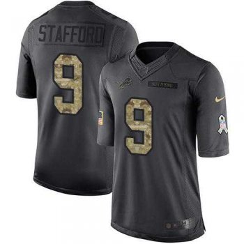 Youth Nike Detroit Lions #9 Matthew Stafford Anthracite Stitched NFL Limited 2016 Salute to Service Jersey