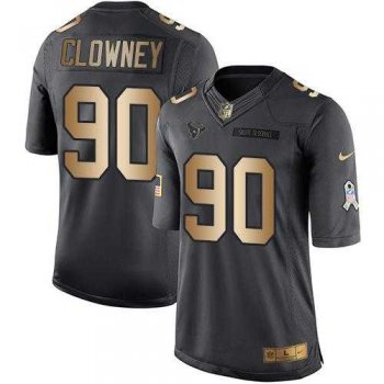 Youth Nike Houston Texans #90 Jadeveon Clowney Anthracite Stitched NFL Limited Gold Salute to Service Jersey