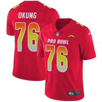 Youth Nike Los Angeles Chargers #76 Russell Okung Red Stitched NFL Limited AFC 2018 Pro Bowl Jersey