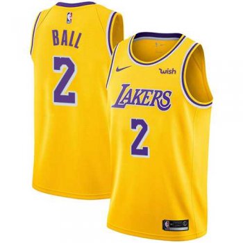 Youth Nike Los Angeles Lakers #2 Lonzo Ball Gold NBA Swingman Icon Edition Jersey