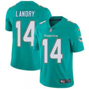 Youth Nike Miami Dolphins #14 Jarvis Landry Aqua Green Team Color Stitched NFL Vapor Untouchable Limited Jersey