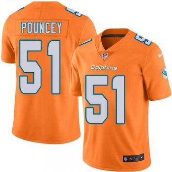 Youth Nike Miami Dolphins #51 Mike Pouncey Orange Stitched NFL Limited Rush Jersey