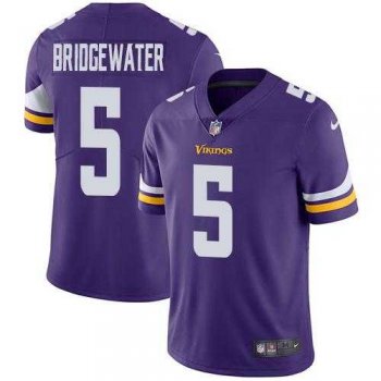 Youth Nike Minnesota Vikings #5 Teddy Bridgewater Purple Team Color Stitched NFL Vapor Untouchable Limited Jersey