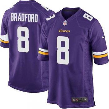 Youth Nike Minnesota Vikings #8 Sam Bradford Purple Team Color Stitched NFL Elite Jersey