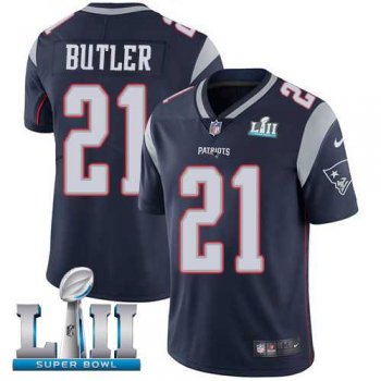 Youth Nike New England Patriots #21 Malcolm Butler Navy Blue Team Color Super Bowl LII Stitched NFL Vapor Untouchable Limited Jersey