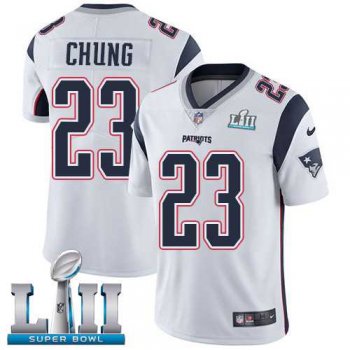 Youth Nike New England Patriots #23 Patrick Chung White Super Bowl LII Stitched NFL Vapor Untouchable Limited Jersey