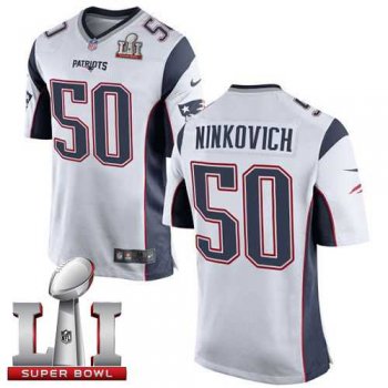 Youth Nike New England Patriots #50 Rob Ninkovich White Super Bowl LI 51 Stitched NFL New Elite Jersey