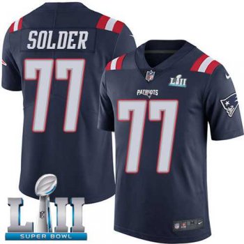 Youth Nike New England Patriots #77 Nate Solder Navy Blue Super Bowl LII Stitched NFL Limited Rush Jersey