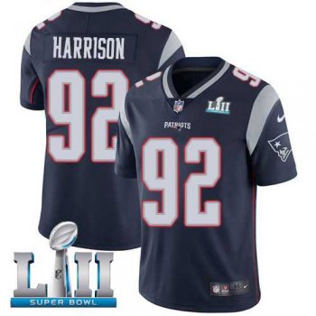 Youth Nike New England Patriots #92 James Harrison Navy Blue Team Color Super Bowl LII Stitched NFL Vapor Untouchable Limited Jersey