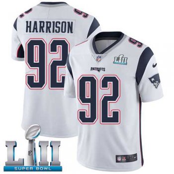 Youth Nike New England Patriots #92 James Harrison White Super Bowl LII Stitched NFL Vapor Untouchable Limited Jersey