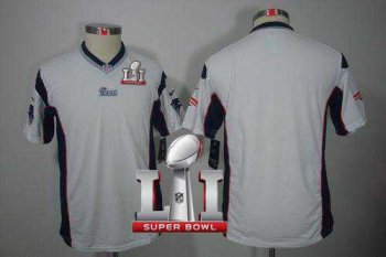 Youth Nike New England Patriots Blank White Super Bowl LI 51 Stitched NFL Limited Jersey